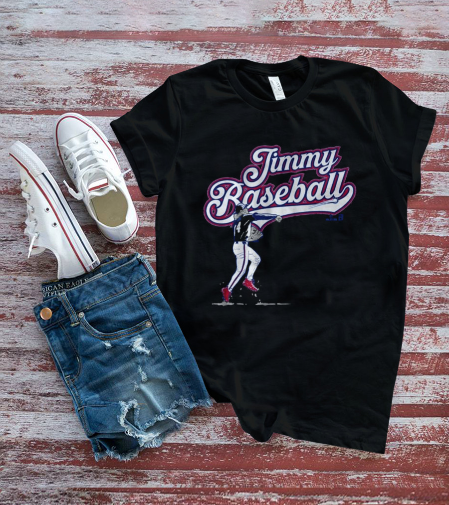 Jimmy Baseball Vintage Style Player Swinging Bat T-Shirt