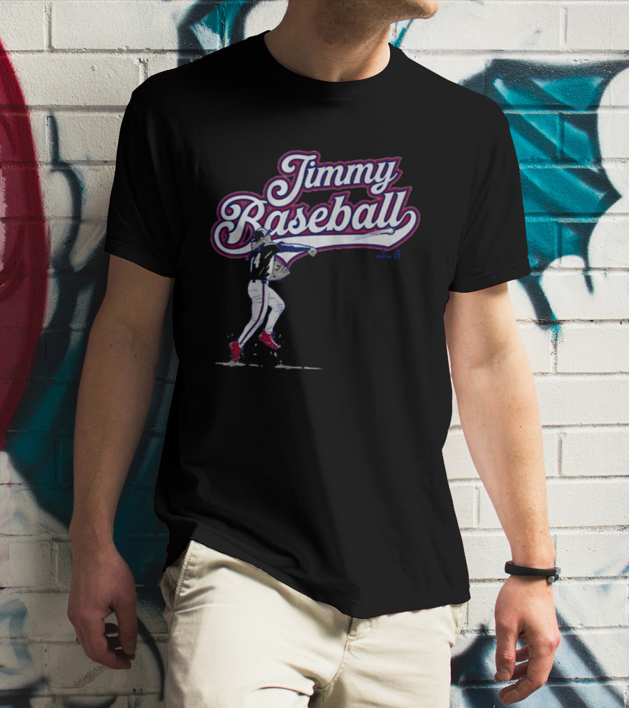 Jimmy Baseball Vintage Style Player Swinging Bat T-Shirt