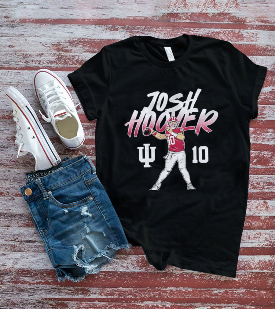 Josh Hoover 10 Indiana Football IU Hoosiers Quarterback Pose T-Shirt