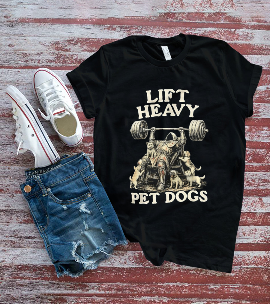 Lift Heavy Pet Dogs Medieval Weightlifting Knight With Puppies T-Shirt