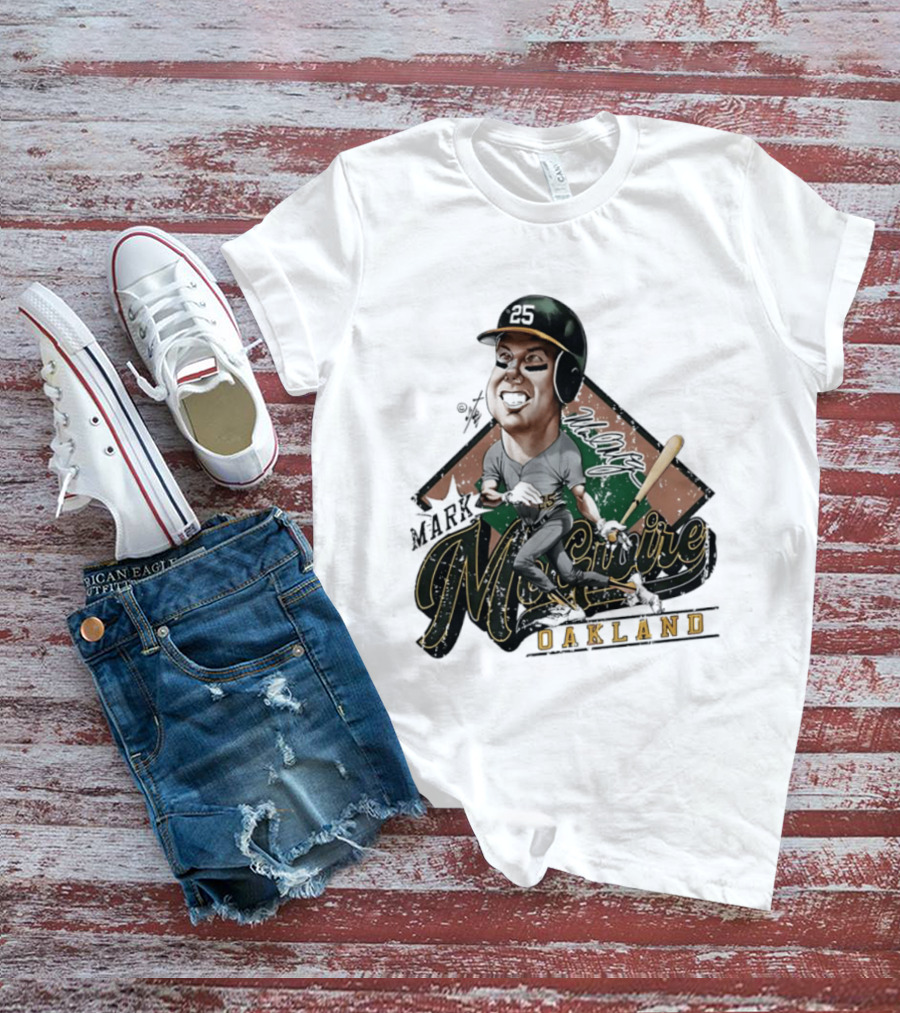 Mark McGwire Oakland Athletics Baseball Caricature Bruce Stark T-Shirt