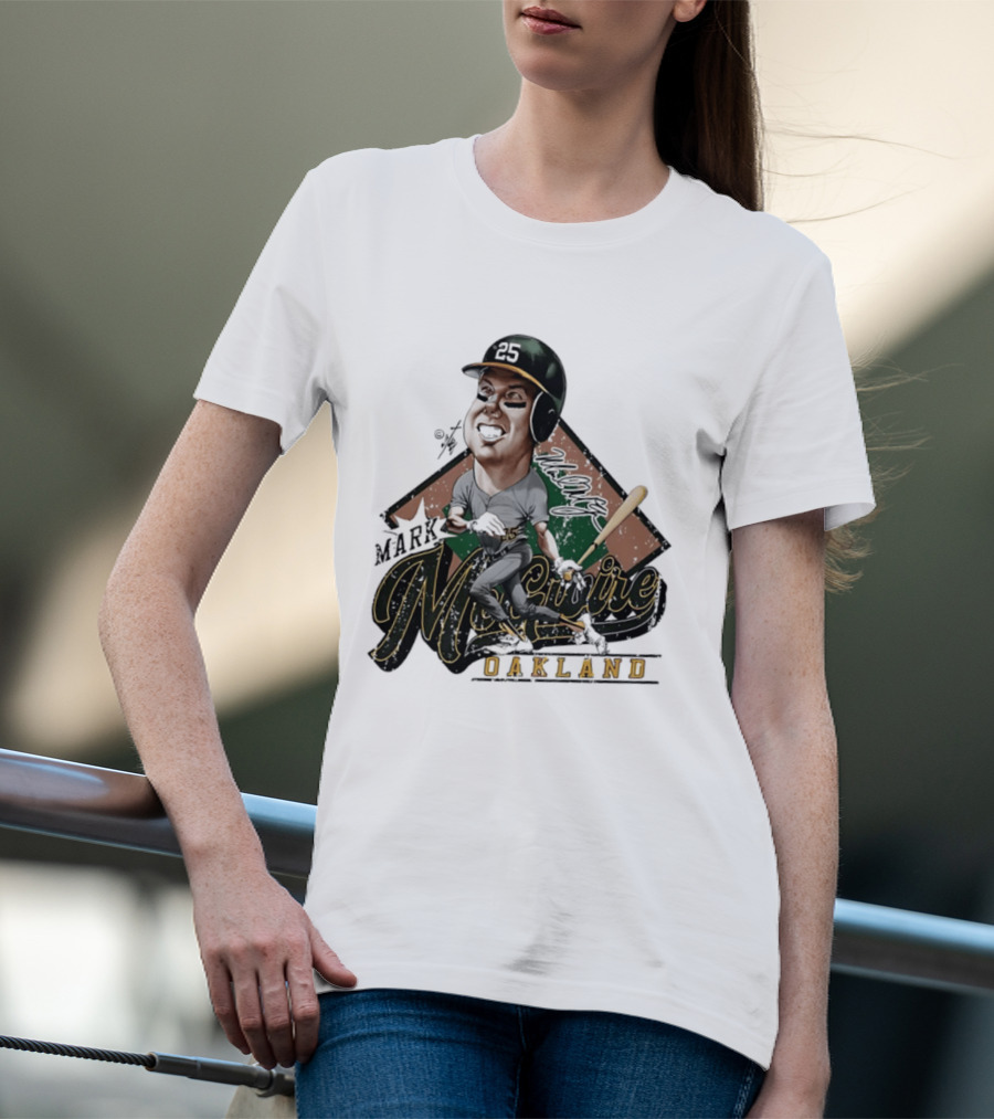 Mark McGwire Oakland Athletics Baseball Caricature Bruce Stark T-Shirt