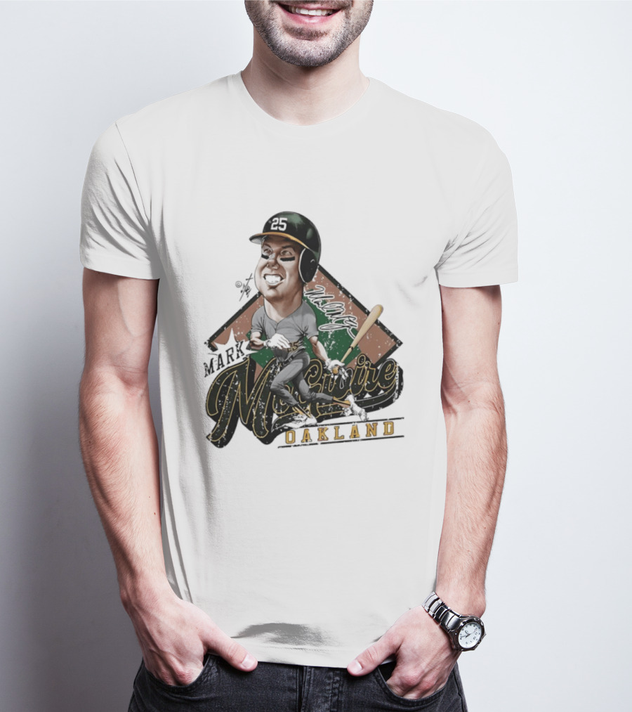 Mark McGwire Oakland Athletics Baseball Caricature Bruce Stark T-Shirt
