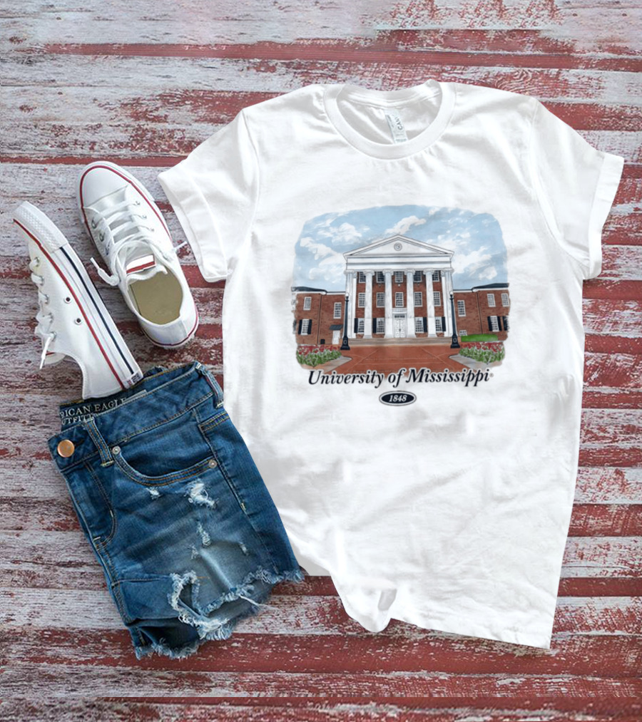 University Of Mississippi Ole Miss Rebels Football 1848 Campus Building T-Shirt