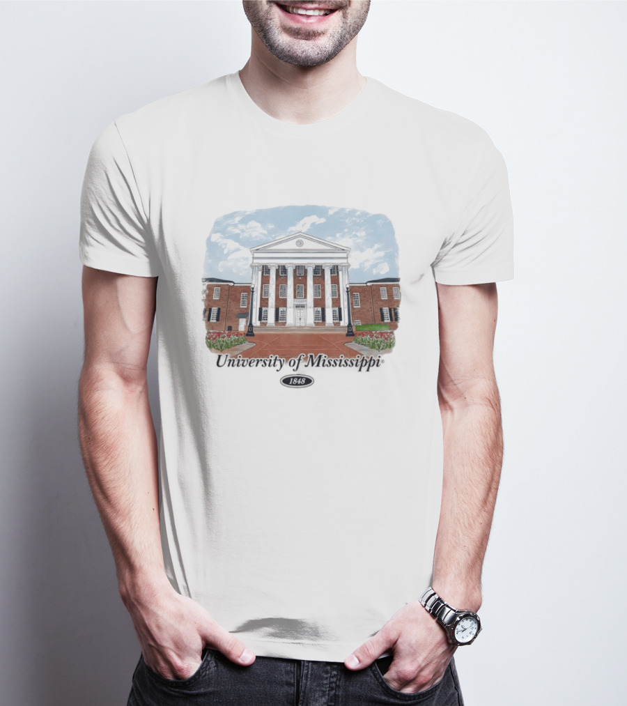 University Of Mississippi Ole Miss Rebels Football 1848 Campus Building T-Shirt