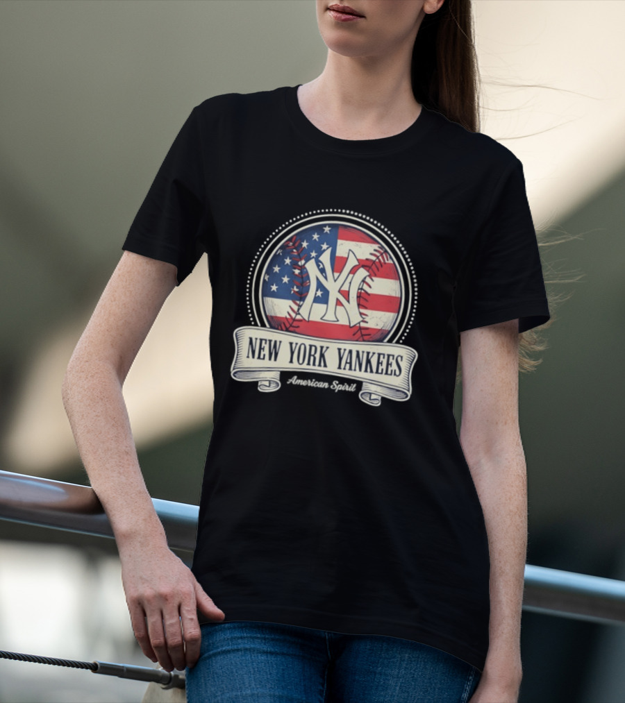 New York Yankees American Flag Baseball Emblem MLB T-Shirt