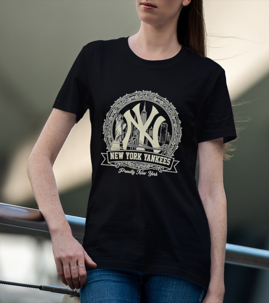 New York Yankees NY Skyline Proudly New York T-Shirt