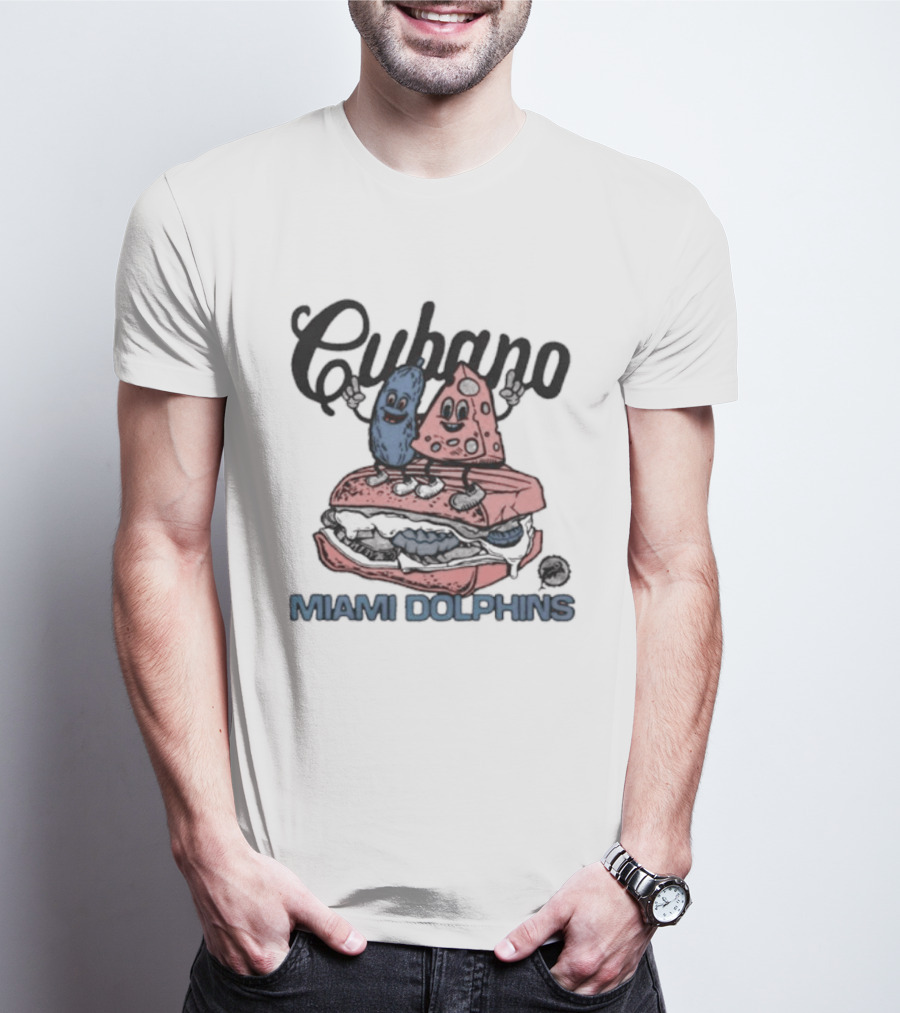 Cubano Miami Dolphins Sandwich And Characters T-Shirt