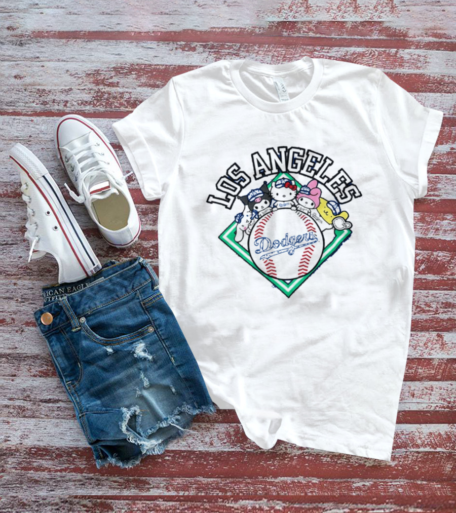 Los Angeles Dodgers Hello Kitty Friends Night Characters T-Shirt