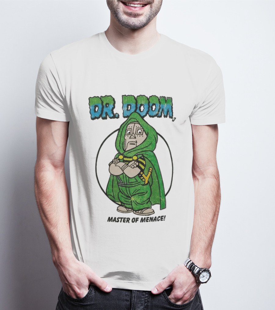 Dr Doom Master Of Menace Green Cloak Comic Style Villain T-Shirt