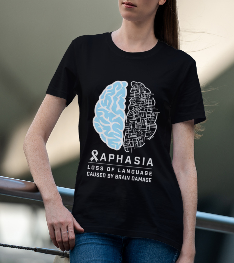Aphasia Awareness Ribbon Brain Design Loss Of Language Caused By Brain Damage T-Shirt