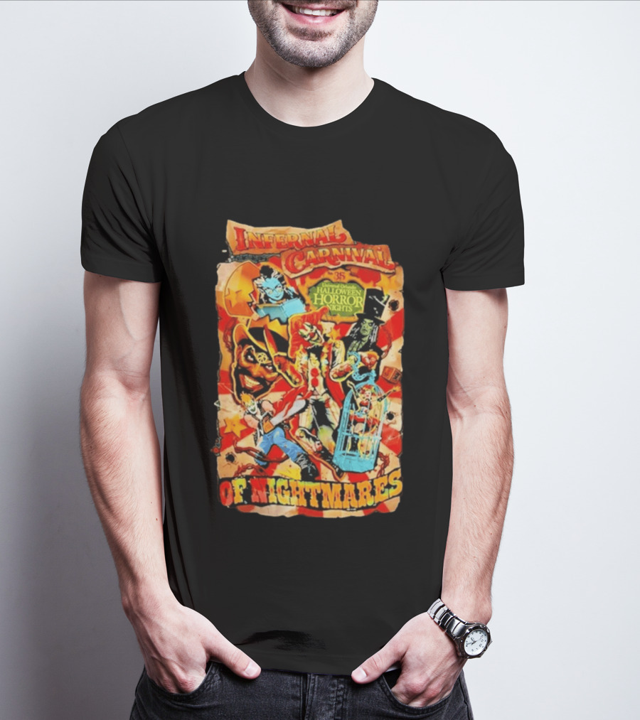 Infernal Carnival Of Nightmares Universal Orlando Halloween Horror Nights 35 Spooky Clown And Ghostly Characters T-Shirt