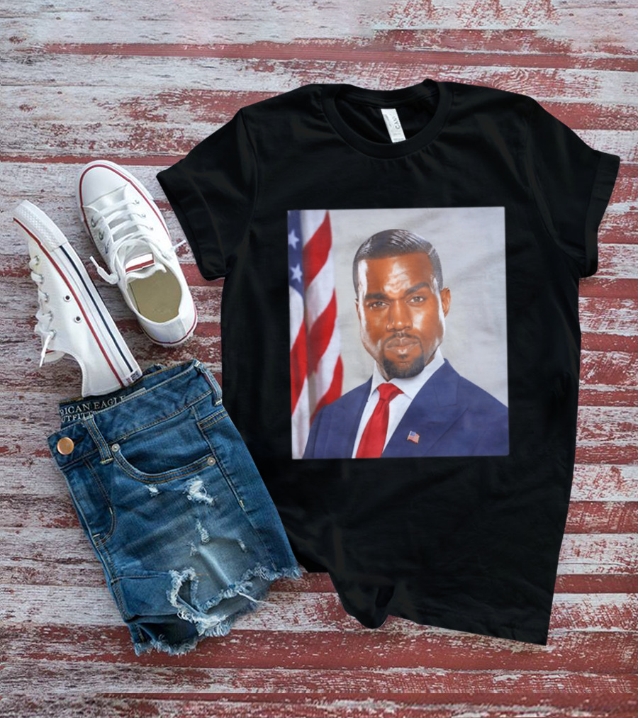 Kanye West Ye Political Portrait American Flag Suit And Tie T-Shirt