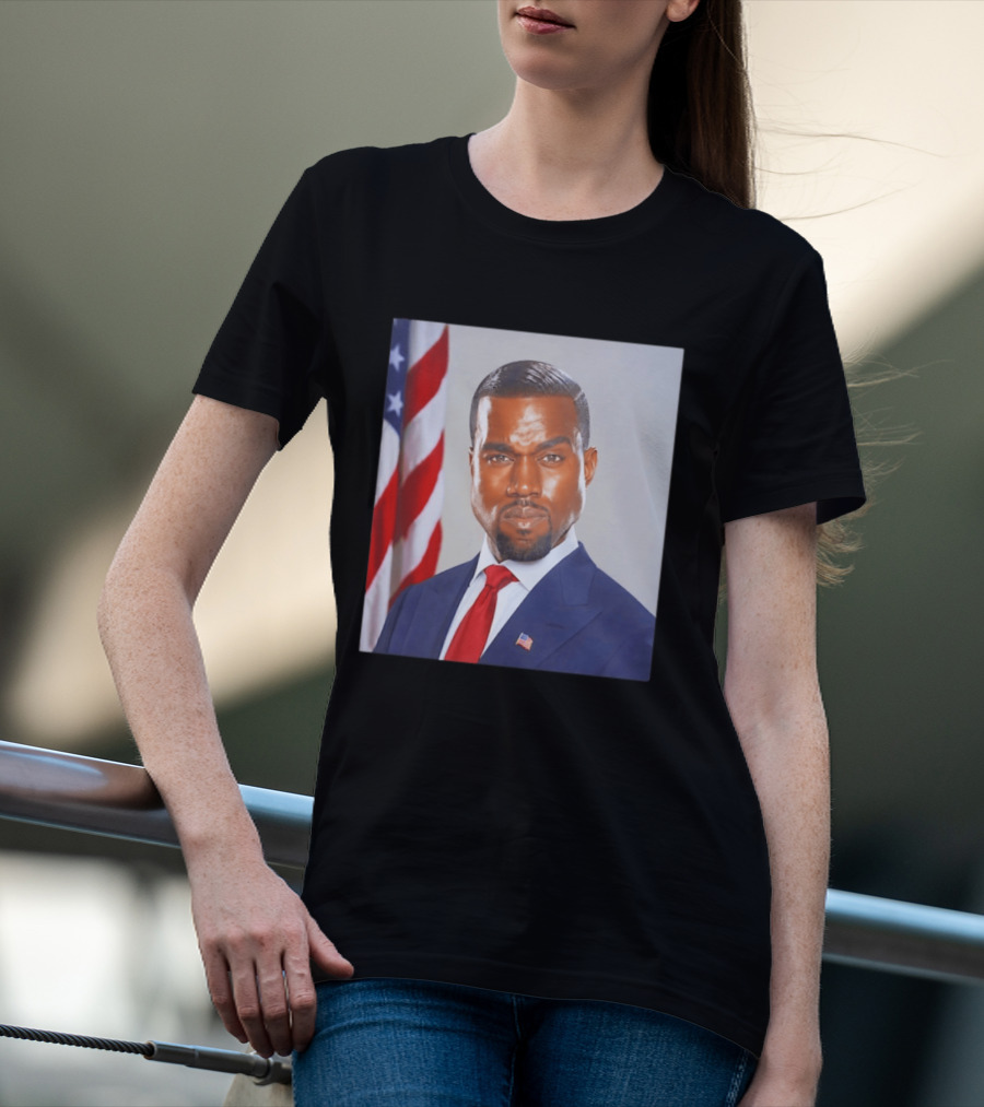 Kanye West Ye Political Portrait American Flag Suit And Tie T-Shirt