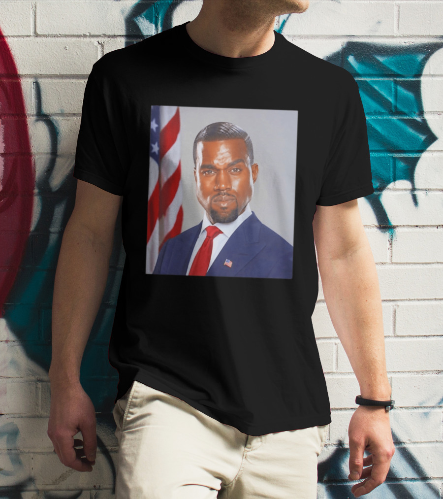 Kanye West Ye Political Portrait American Flag Suit And Tie T-Shirt