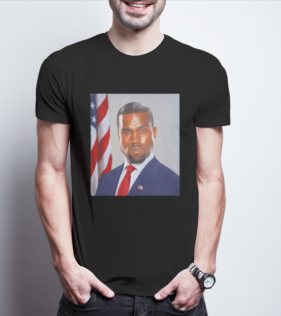 Kanye West Ye Political Portrait American Flag Suit And Tie T-Shirt