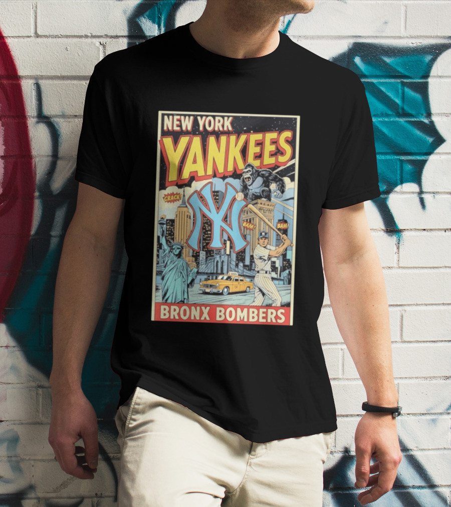 New York Yankees Bronx Bombers King Kong Baseball Statue Of Liberty Taxi Skyline T-Shirt