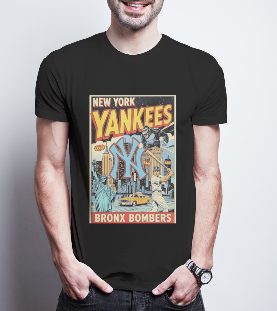 New York Yankees Bronx Bombers King Kong Baseball Statue Of Liberty Taxi Skyline T-Shirt