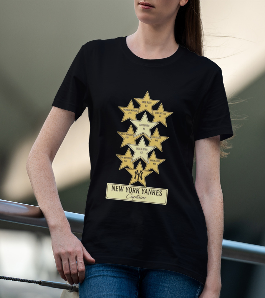 New York Yankees Captains Babe Ruth Lou Gehrig Derek Jeter Thurman Munson Graig Nettles Willie Randolph Ron Guidry Don Mattingly Aaron Judge T-Shirt