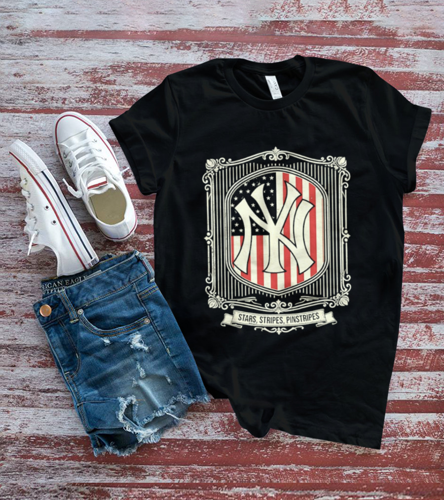 Yankees Stars And Stripes Pinstripes American Flag Baseball T-Shirt