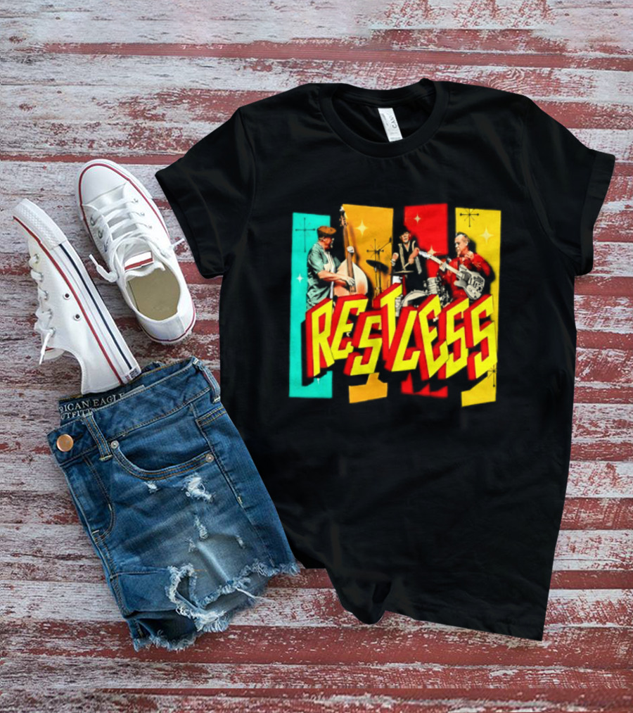 Restless Band Rockabilly Psychobilly Music Members Colorful Performance T-Shirt