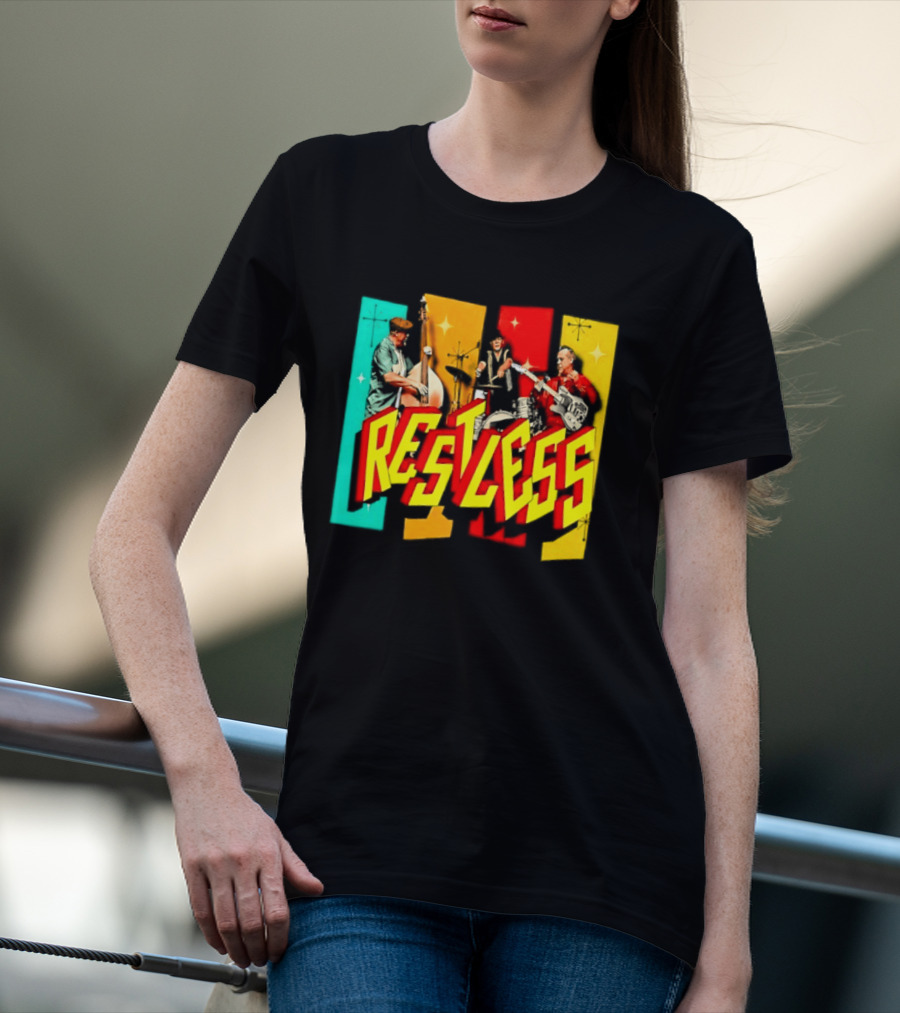Restless Band Rockabilly Psychobilly Music Members Colorful Performance T-Shirt