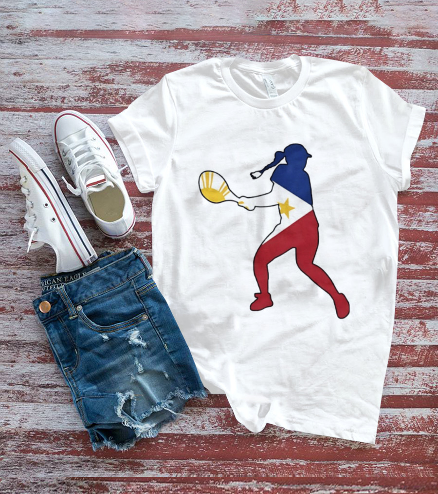 Alexandra Eala Tennis Player Silhouette Philippines Flag T-Shirt