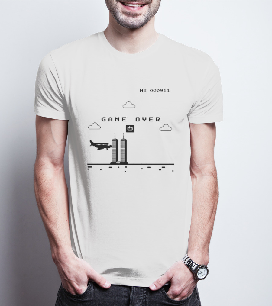 Game Over Hi 000911 Pixel 911 Twin Towers T-Shirt