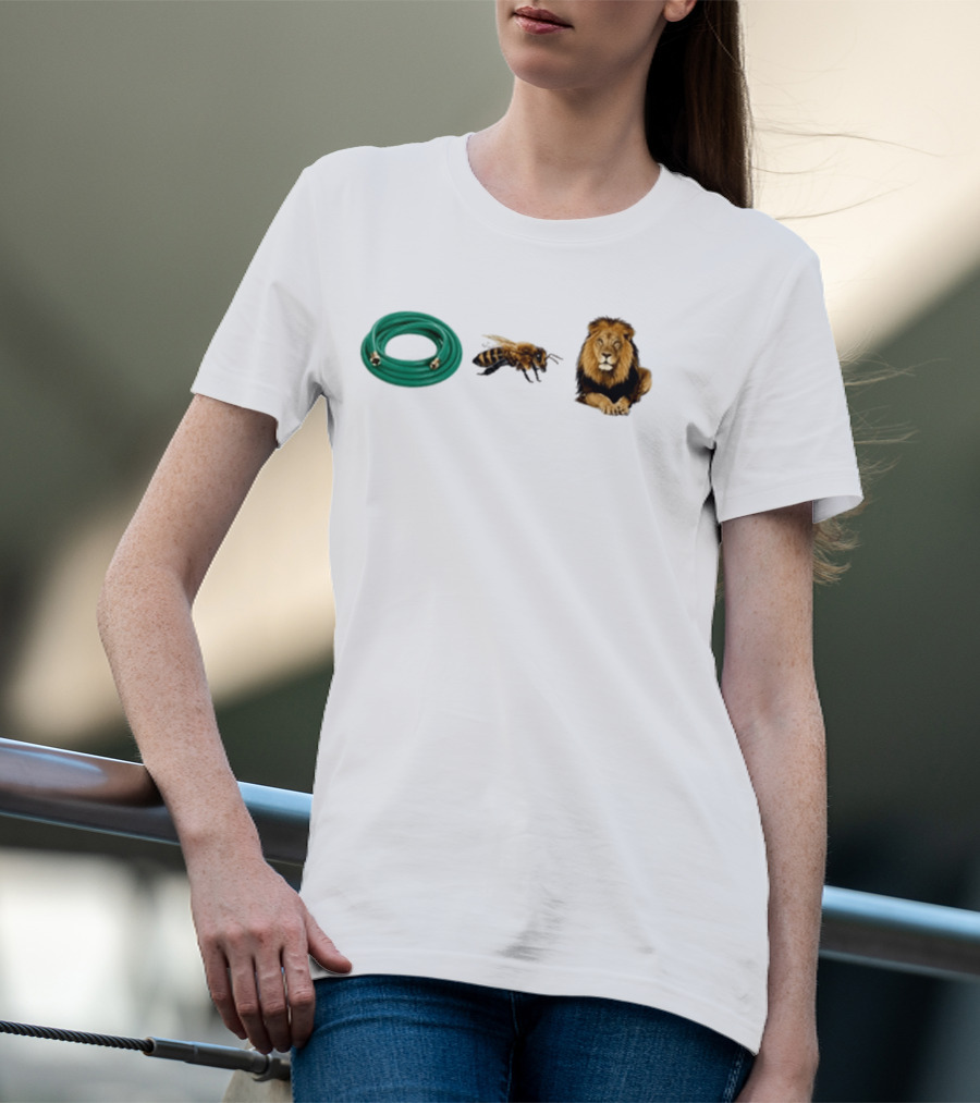 Hose Bee Lion Rebus Wordplay Pun Gardening Humor T-Shirt