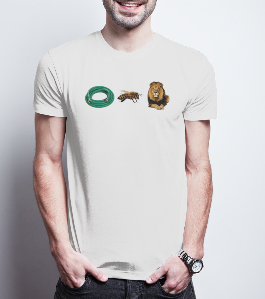 Hose Bee Lion Rebus Wordplay Pun Gardening Humor T-Shirt