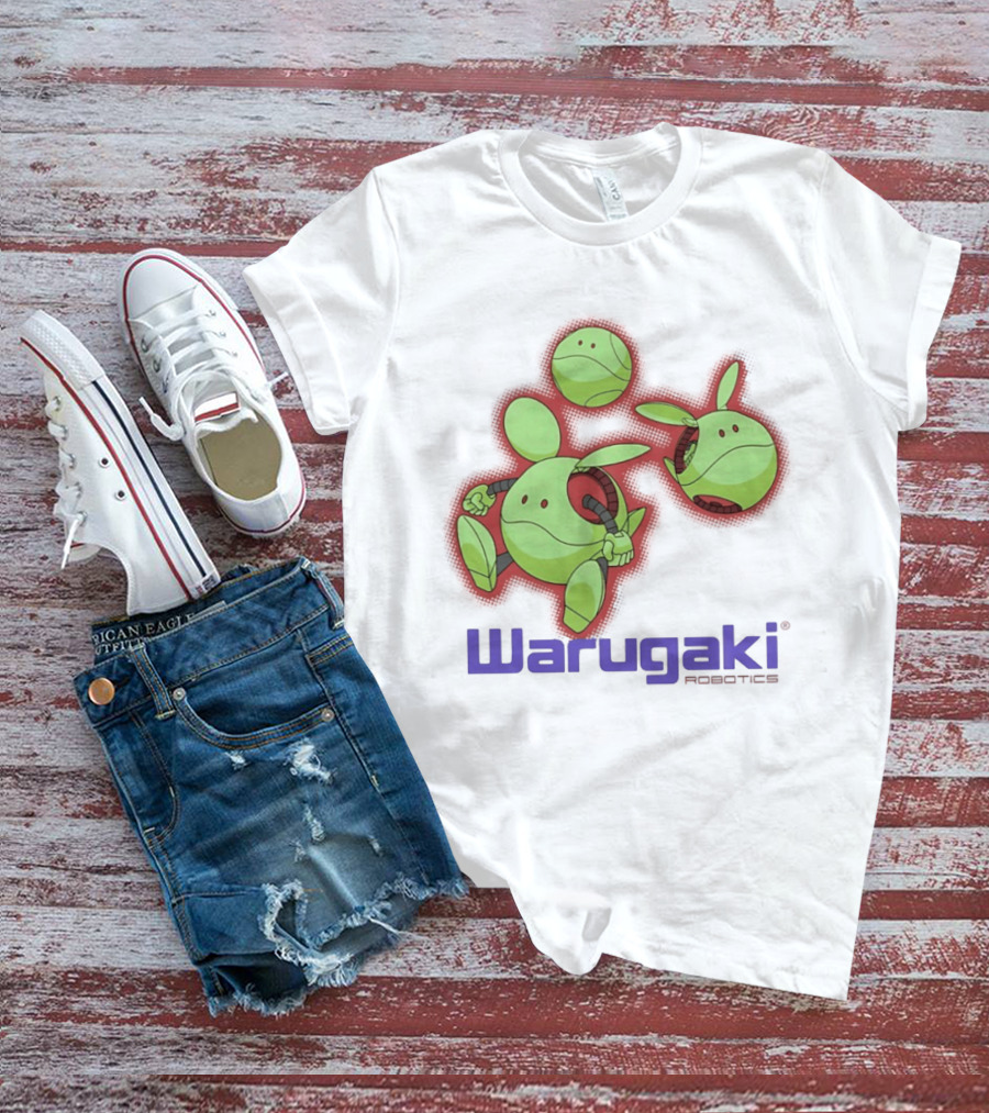 Warugaki Robotics Green Robot Trio Cartoon T-Shirt