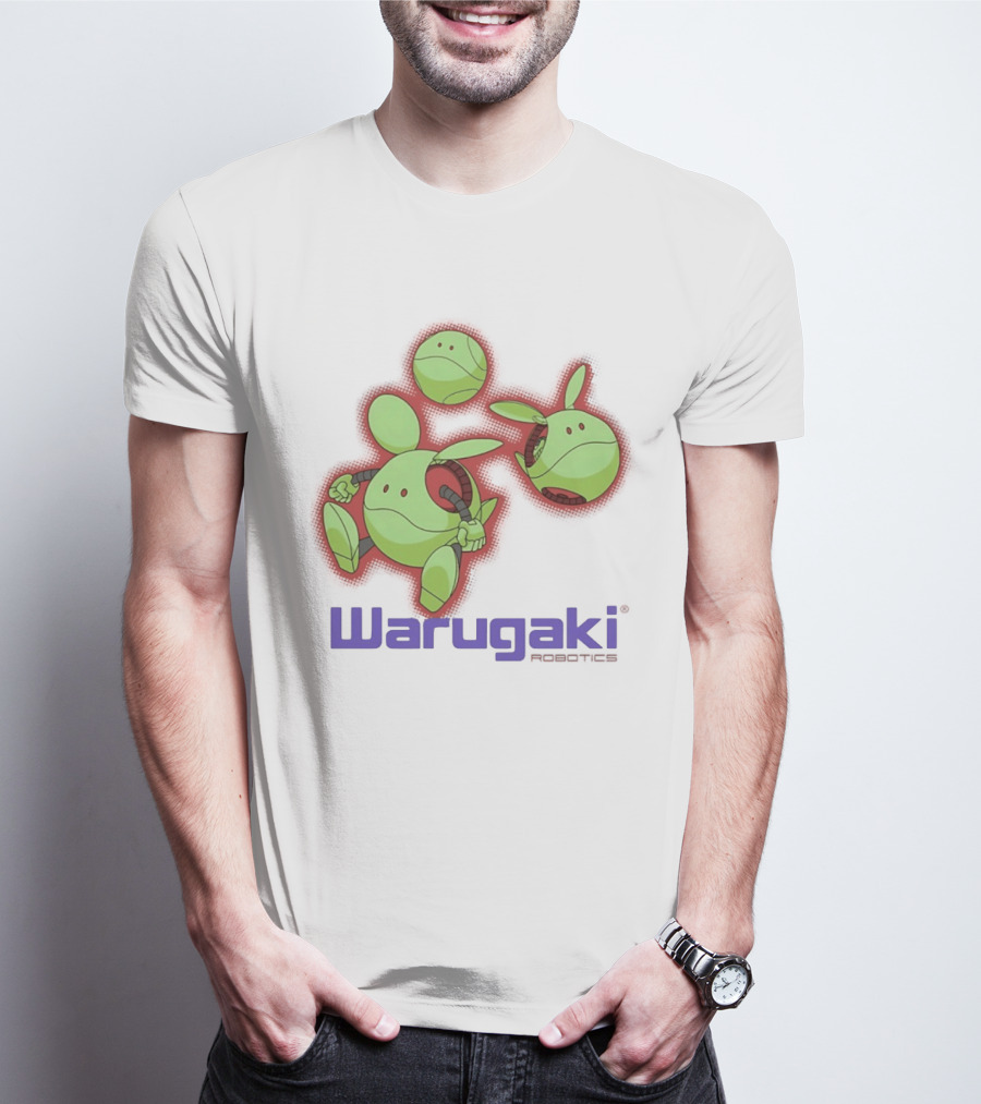Warugaki Robotics Green Robot Trio Cartoon T-Shirt