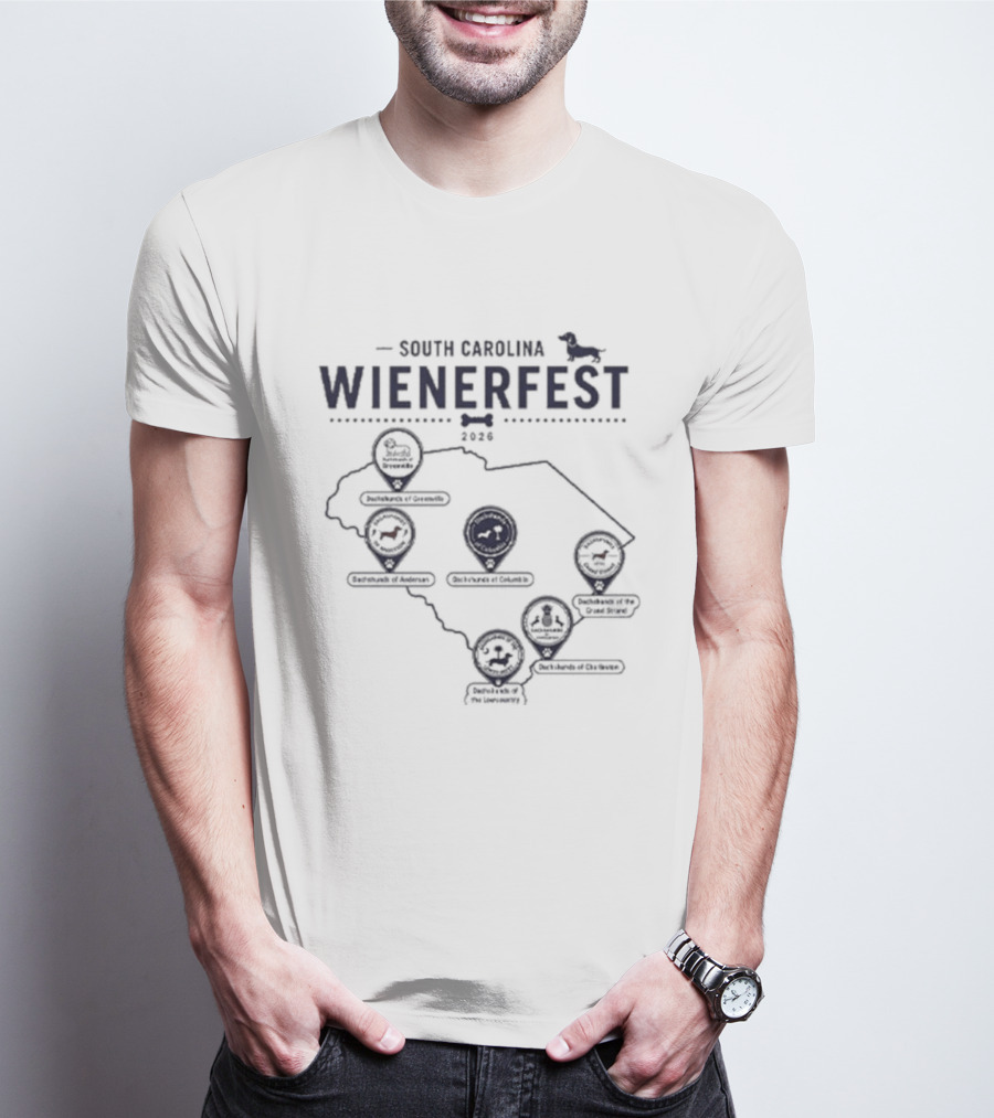 South Carolina Wienerfest 2026 Dachshund Festival Dog Lover Event Map T-Shirt