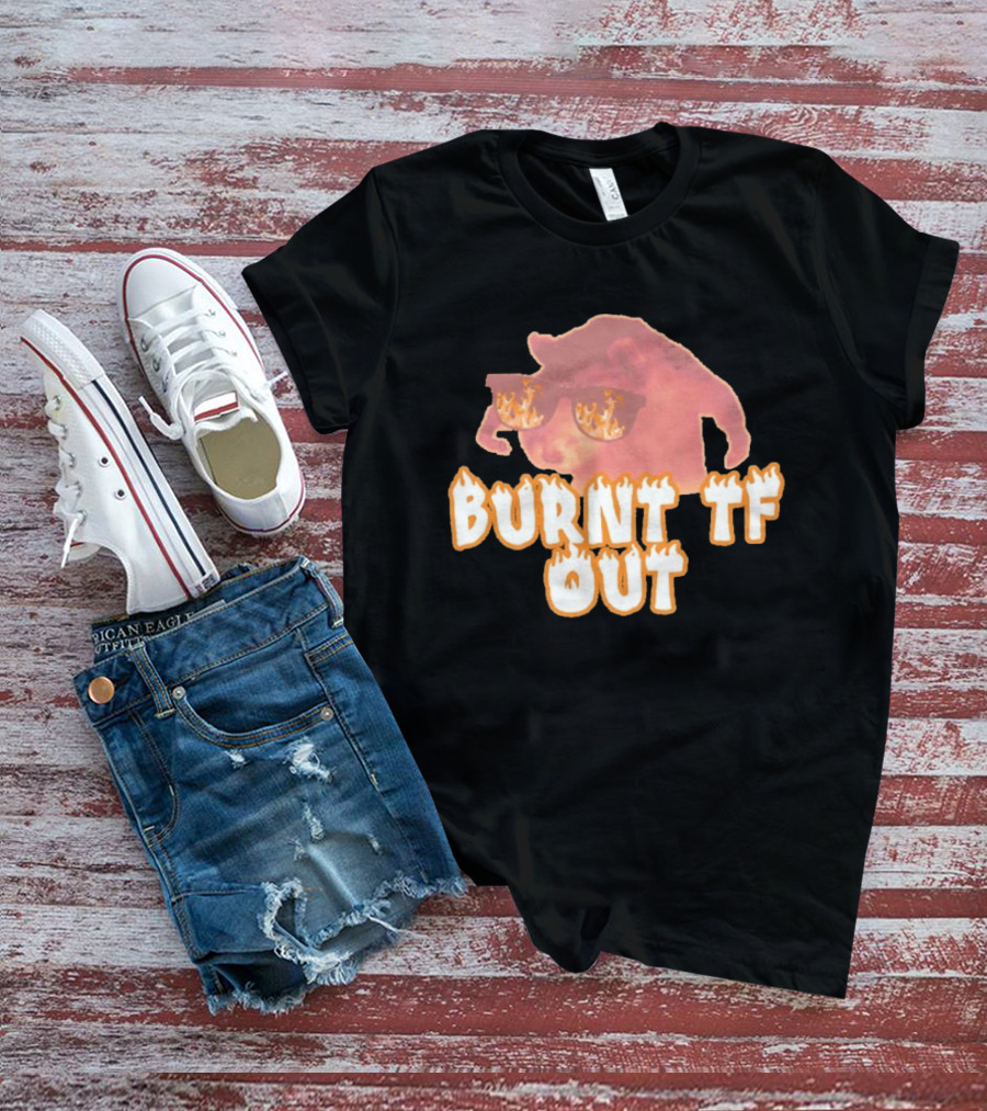 Burnt TF Out Flaming Sunglasses Meme Cat T-Shirt
