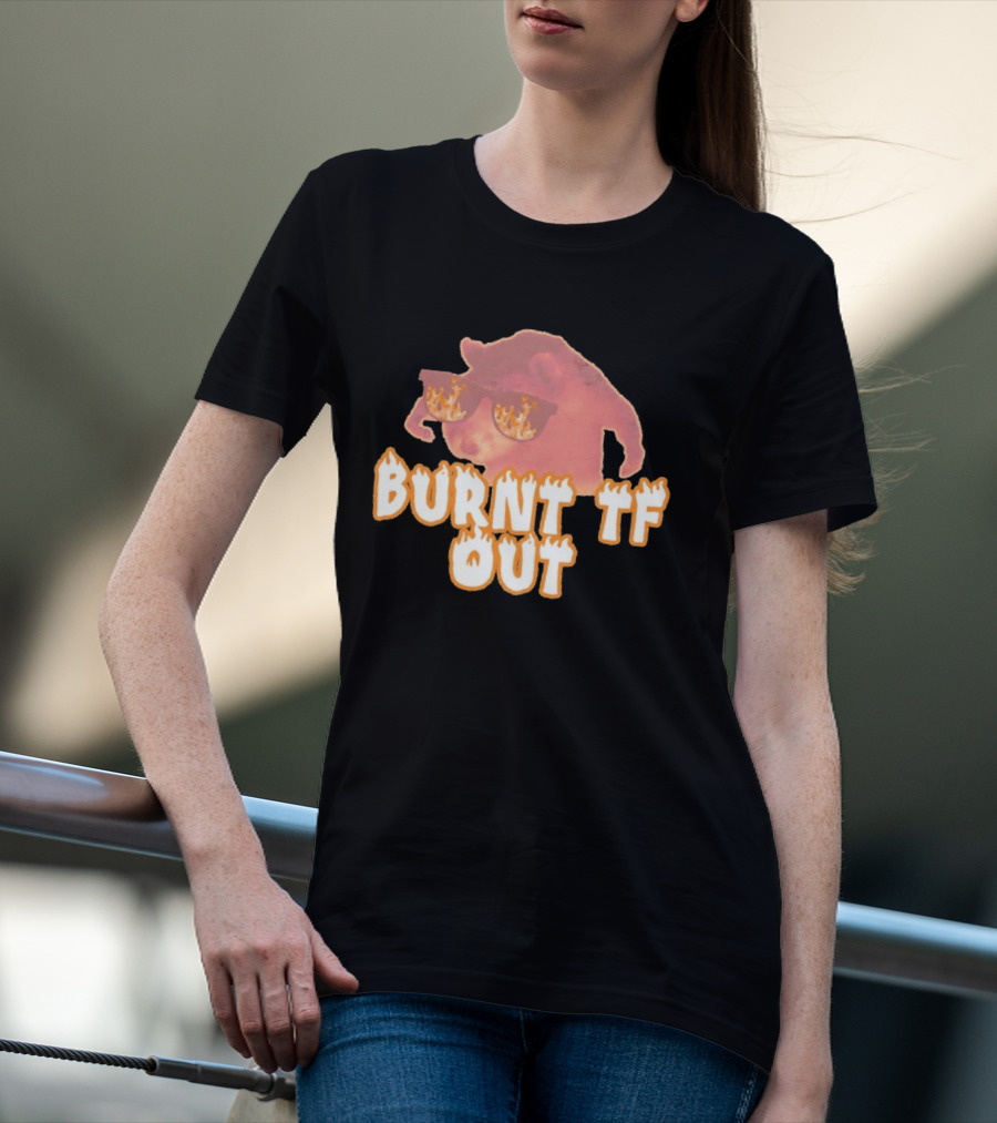 Burnt TF Out Flaming Sunglasses Meme Cat T-Shirt