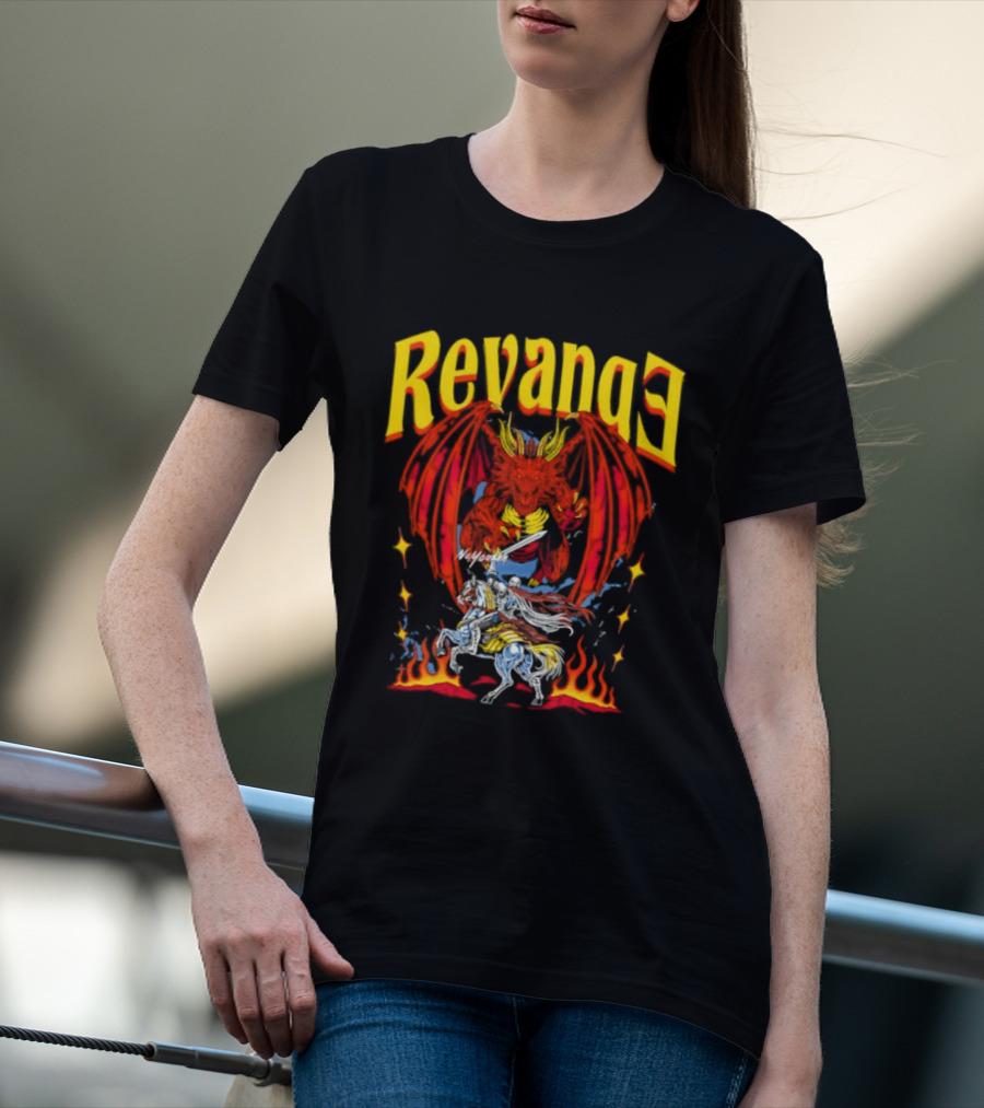 Revenge Dragon Knight Sword Fire Fantasy T-Shirt
