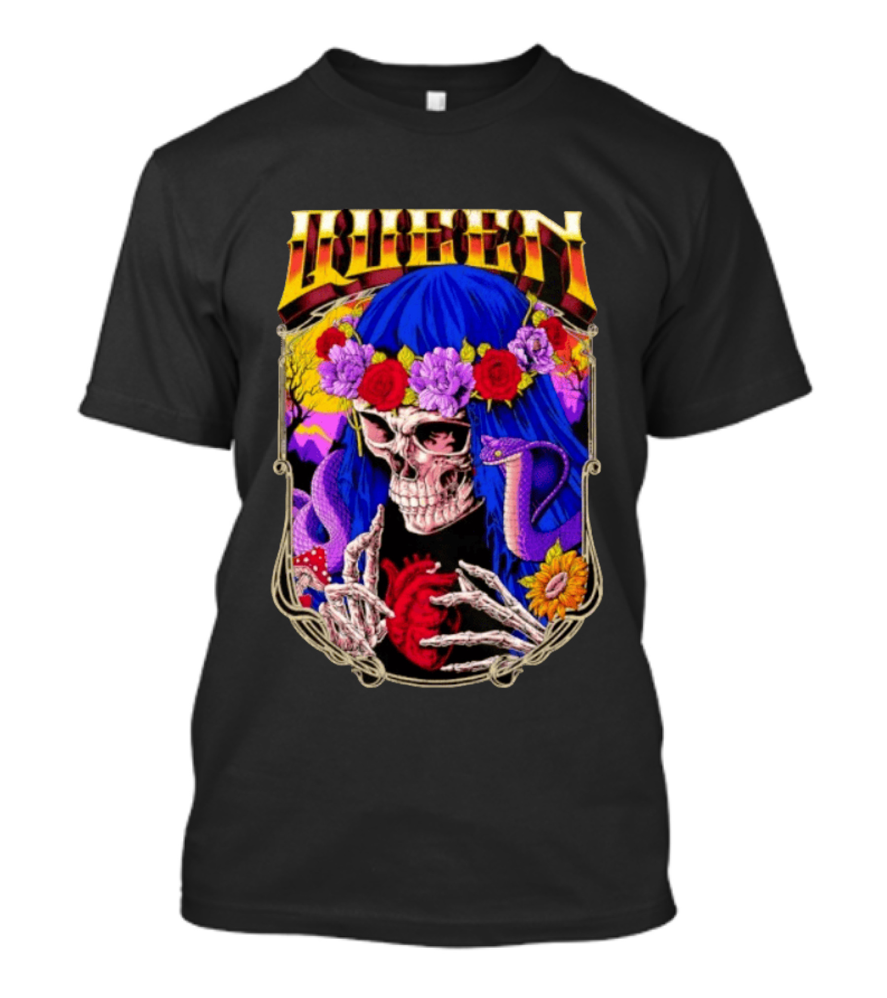 Til Death Skeleton Fiesta Cobra Floral Skeleton Tattoo T-Shirt