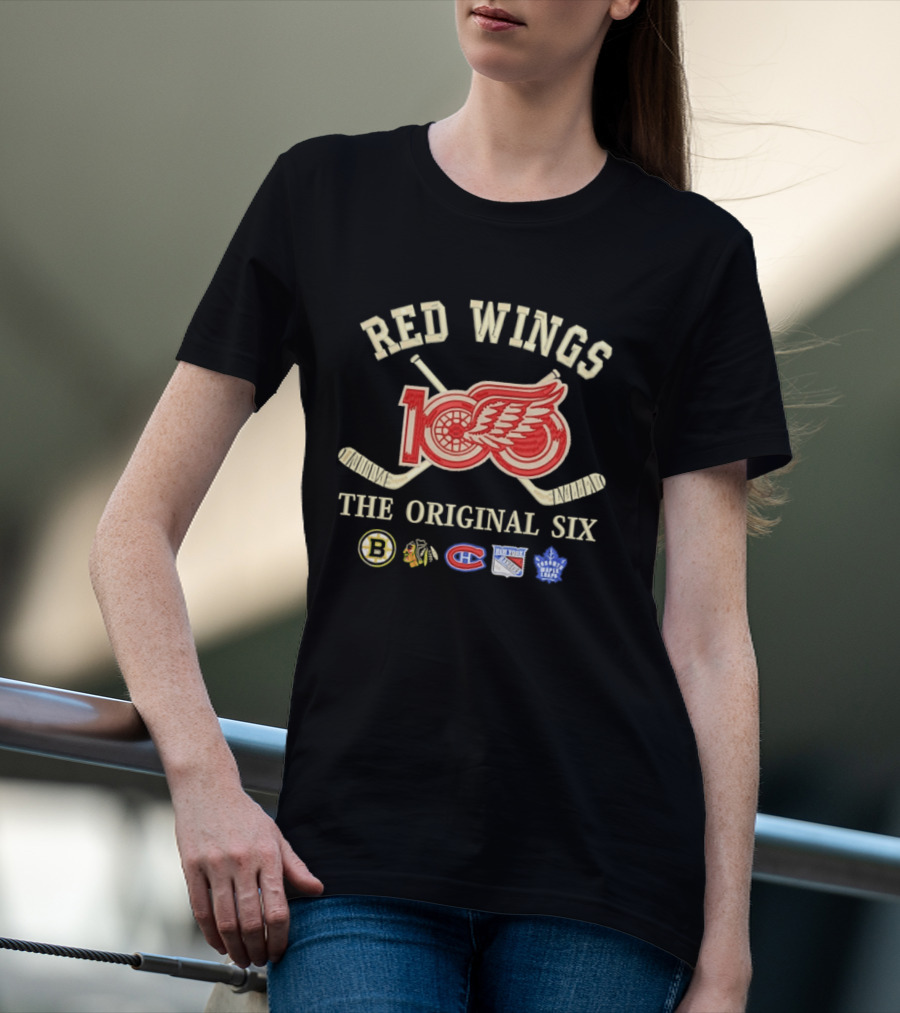 Red Wings 100 Anniversary The Original Six NHL Hockey Teams T-Shirt