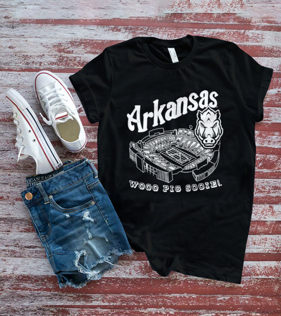 Arkansas Woo Pig Sooie Football Cardinal Stadium T-Shirt