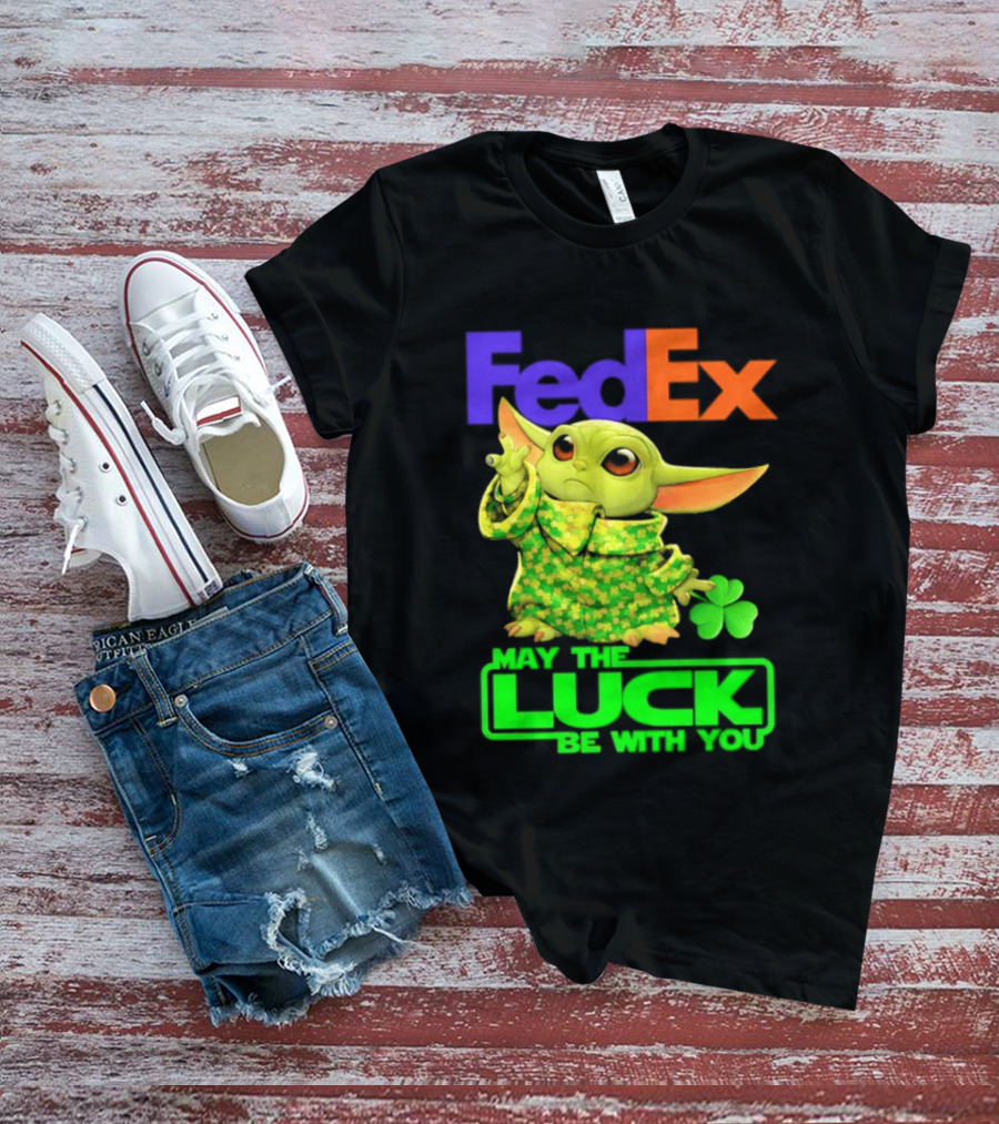 FedEx Baby Yoda May The Luck Be With You Clover T-Shirt