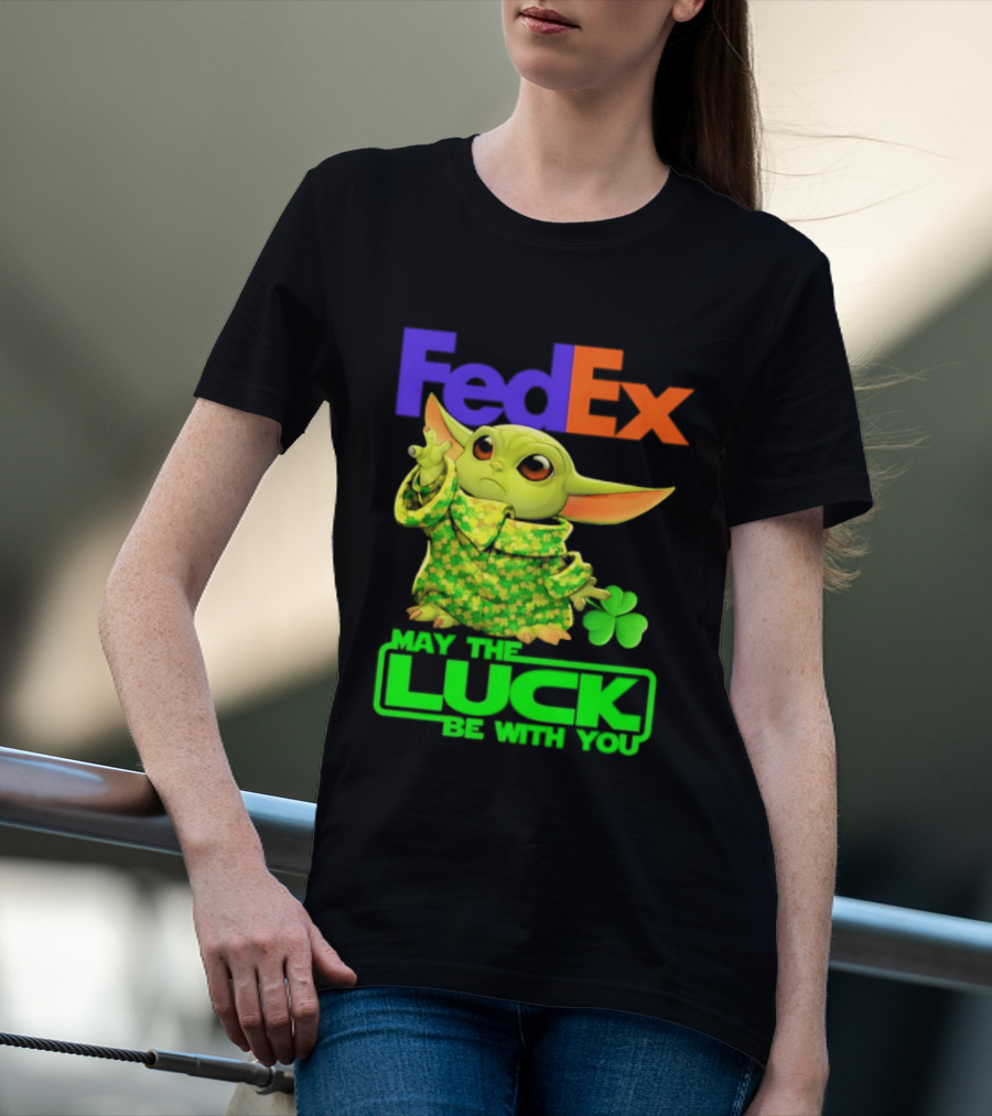 FedEx Baby Yoda May The Luck Be With You Clover T-Shirt