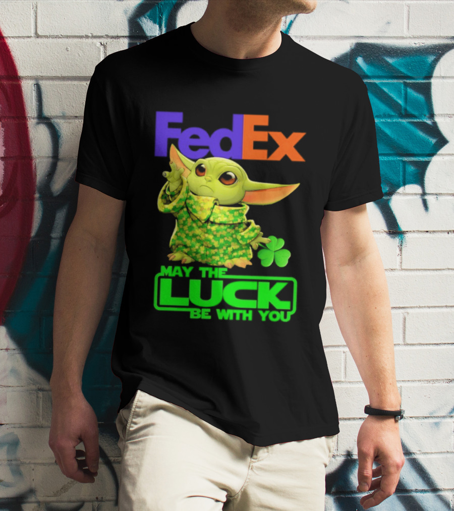 FedEx Baby Yoda May The Luck Be With You Clover T-Shirt