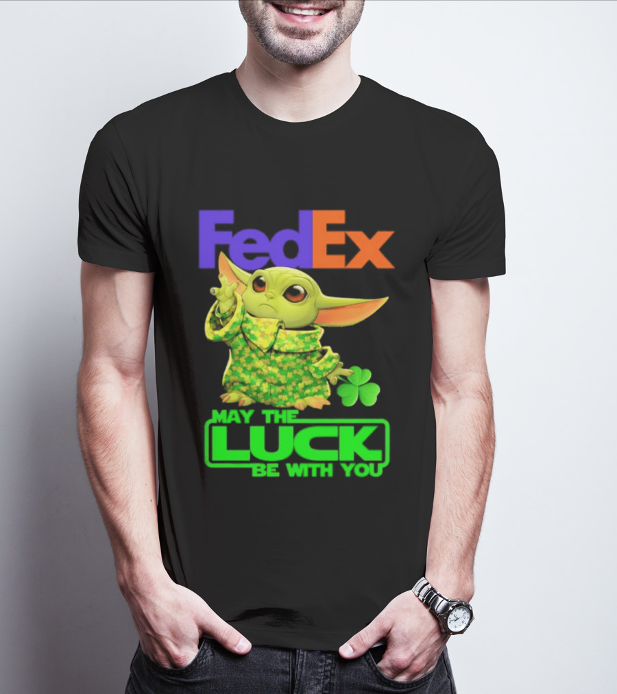 FedEx Baby Yoda May The Luck Be With You Clover T-Shirt