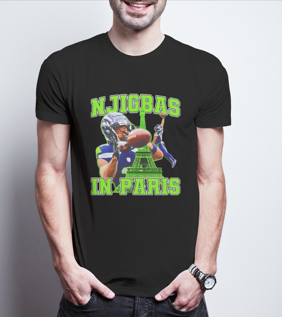 Seattle Seahawks Jaxon Smith Njigba Njigbas In Paris T-Shirt