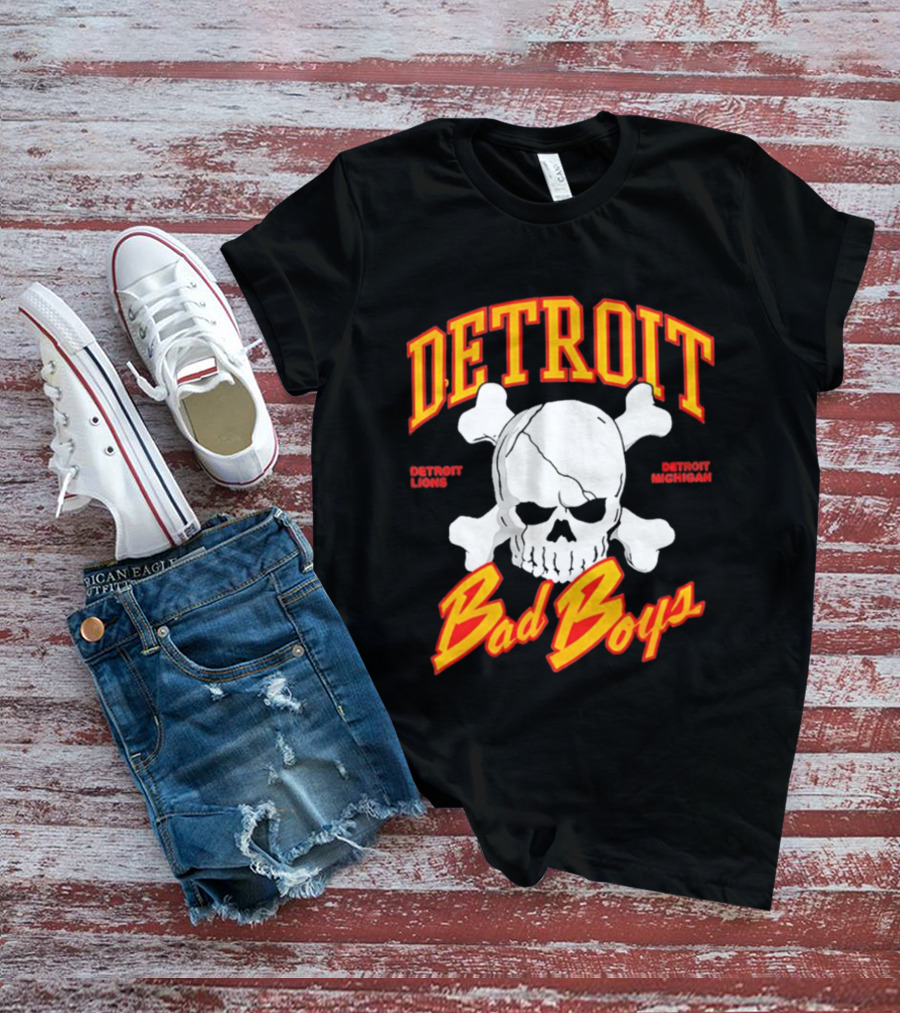 Detroit Lions Bad Boys Skull Detroit Michigan T-Shirt