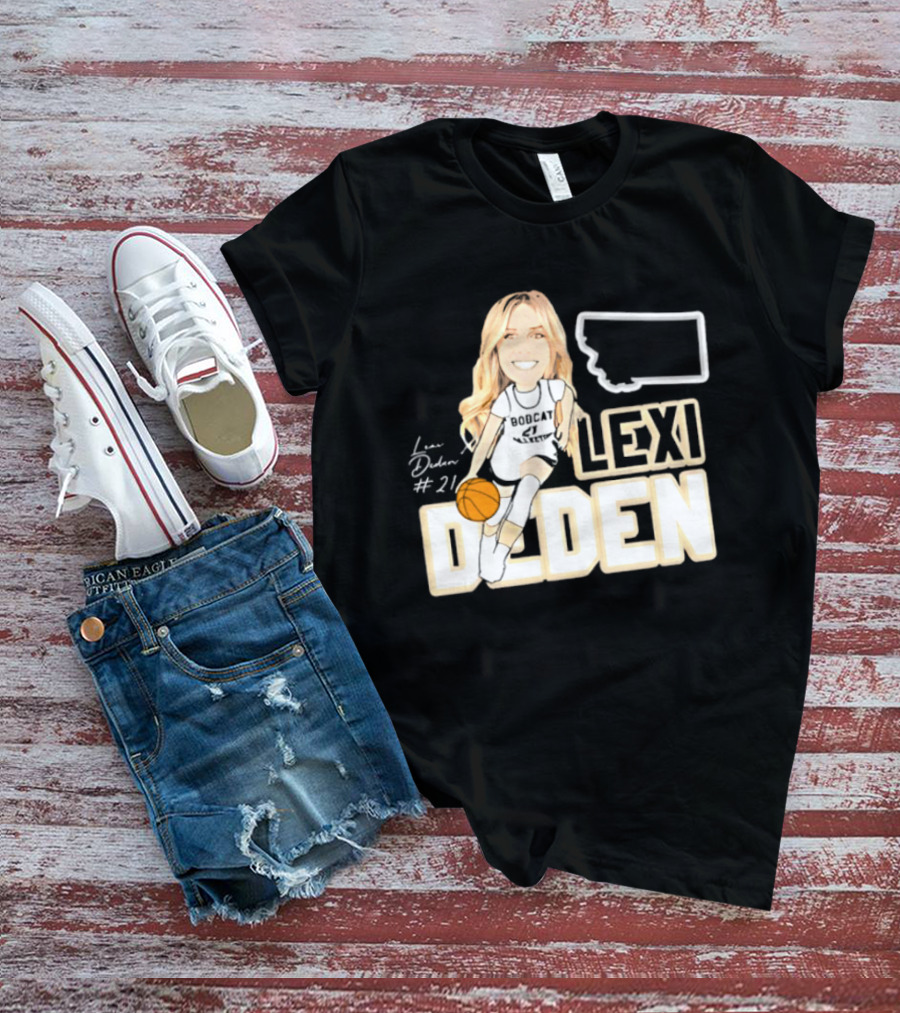 Lexi Deden 21 Bobcat Map Montana Player Caricature Basketball T-Shirt