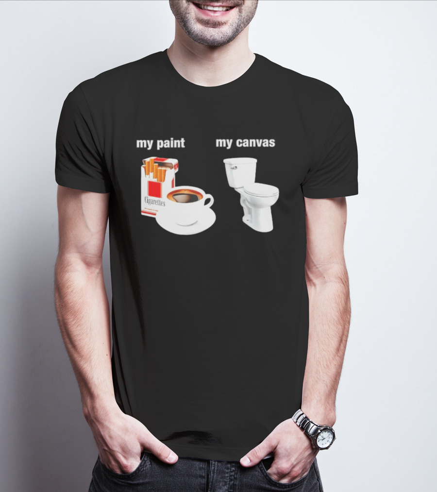 Cigarettes Coffee Toilet Funny Morning Routine T-Shirt