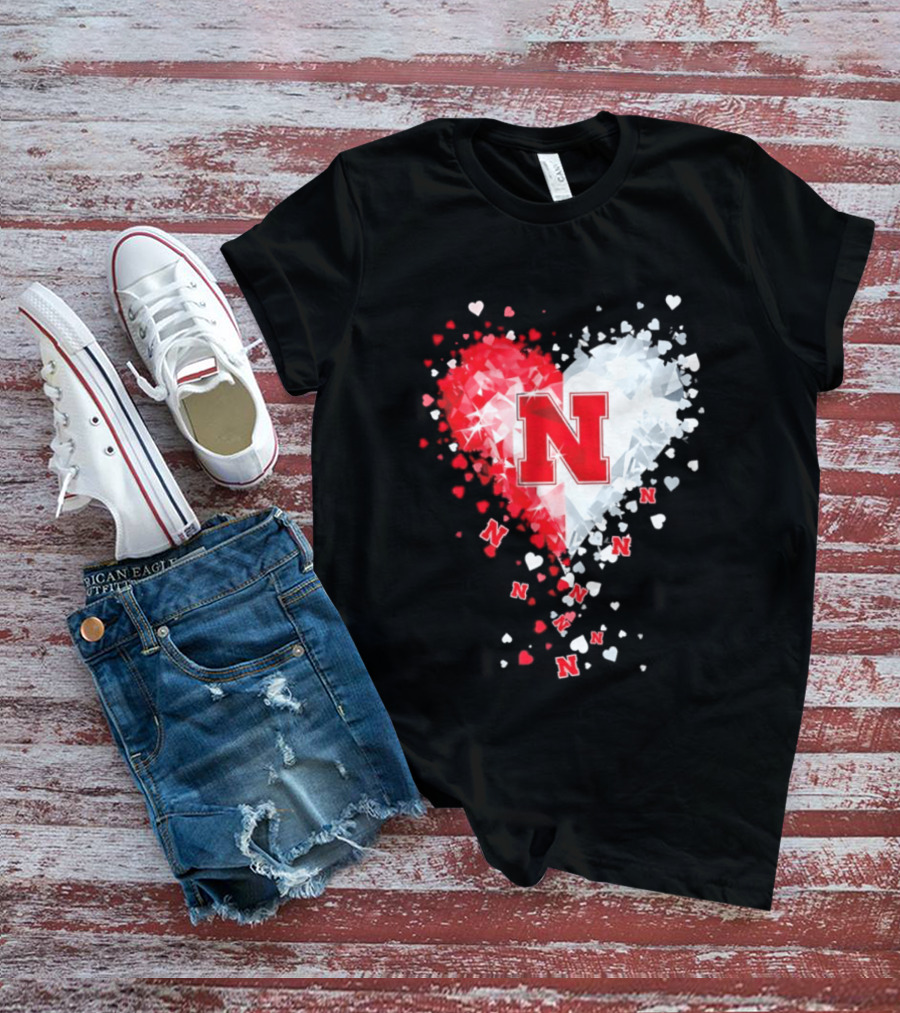 Nebraska Cornhuskers Heart Diamond Red N 2026 NCAA T-Shirt