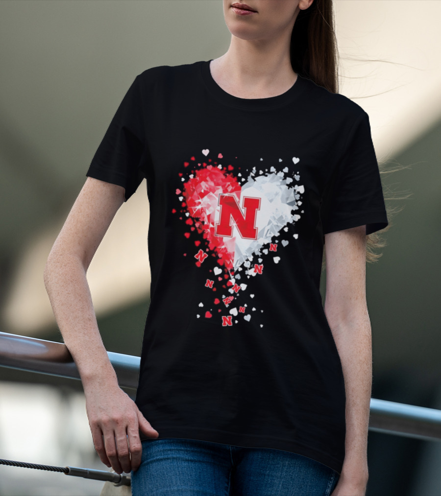 Nebraska Cornhuskers Heart Diamond Red N 2026 NCAA T-Shirt