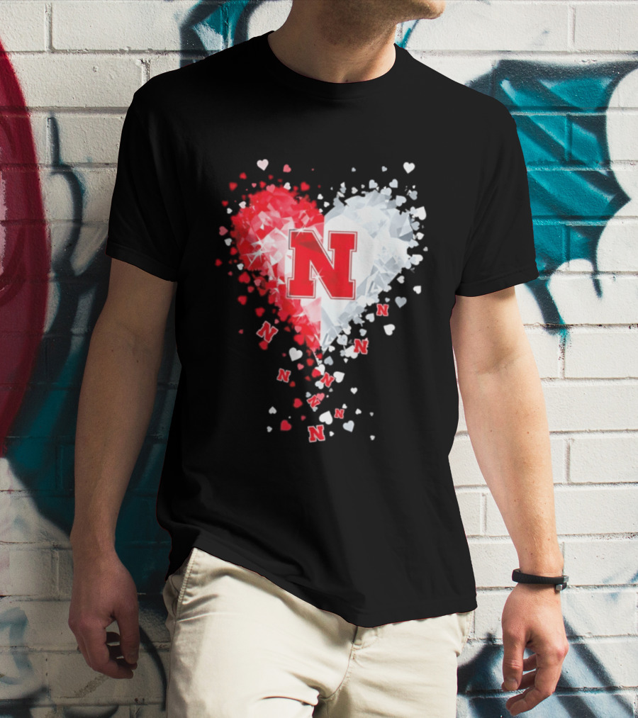 Nebraska Cornhuskers Heart Diamond Red N 2026 NCAA T-Shirt